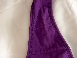 Cumming on a purple thong
