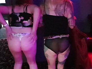 Trans girls Charlotte and Lisa Swapping Panties in the Bar