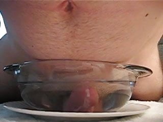 Cum in bowl of warm water