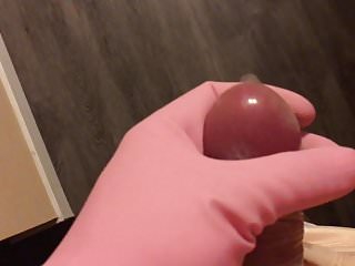 Rubber Gloves and Condom with an Extreme Amount of Precum