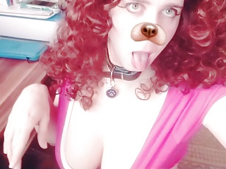 Horny sissy puppy wants bowl of cock milk