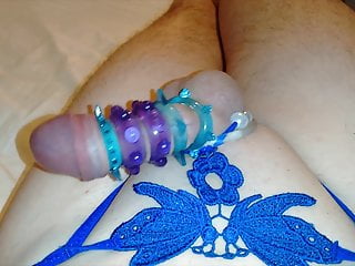 Blue Crotchless Panties, Pearls &amp; Cock Rings
