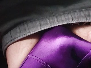 Getting excited in my puple wife&#039;s satin panties