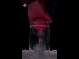 REALLY nice cumshot in a glass of water