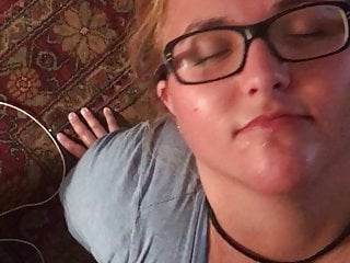 Young BBW takes facial on glasses