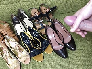 Wife&#039;s heel collection splashed with sperm!