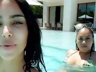 Kim Kardashian &amp; La La Anthony In Bikinis In The Pool