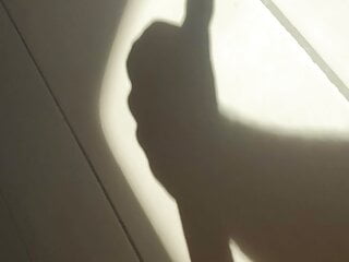 Teens shadow of masturbating in the shower  big dick
