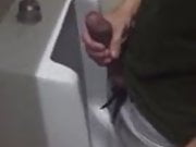 Watching a guy Stroke His Cock Public Washroom