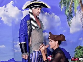 In pirate costume sucks her captains...