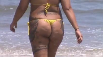candid spanish milf ass in micro bikini at beach 46