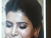 Tamil actress Samantha cum tribute on face.