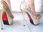 sexy  gold high heels