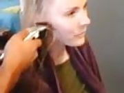 hot blonde lets friend buzz her hair