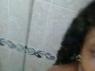 Ebony in the shower...