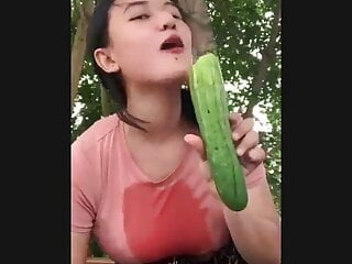 Asian, Asian Blowjobs, Cucumber, Dildo