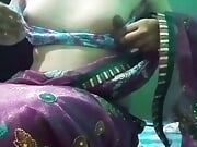 Indian Gay Crossdresser in Pink Saree Pressing and Milking His Boobs so Hard and Enjoying the Hardcore Sex