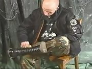 Skinhead jerks off on his boots