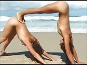 naked girls beach double yoga