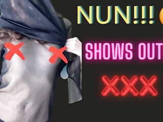 The nun shows off her outfit and excites