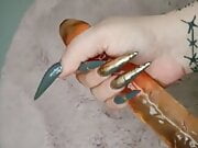 Dildo HandJob with extrem Long nails 
