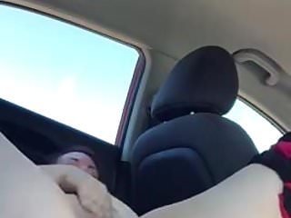 MILF Rubs Pussy in Car 