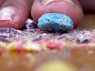 Mommy Crushes Cereal with Her Feet