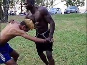 sexy fight between guys and the black guy stays in his under