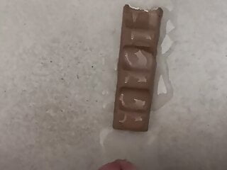 Cumming on chocolate bar...