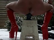 OUTSIDE SNOW - EXTREME SISSY HEELS -  BLONDE PIGTAILS