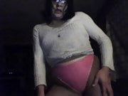 CD in pantyhose & pink thong