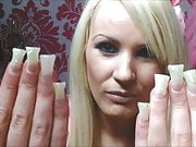 cum long nails girl