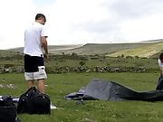 2 English lads jacking and sucking in camp tent 1