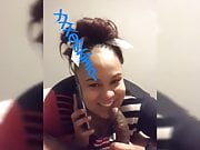 Ebony on phone to babyfather whilst sucking dick 