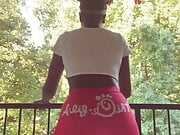 Big Booty Ebony shows off her ThiCk fil A shorts 