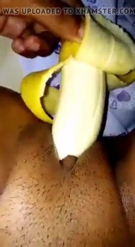 Indian wife is doing banana masterbation