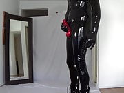 Latex boots heels ready for a party