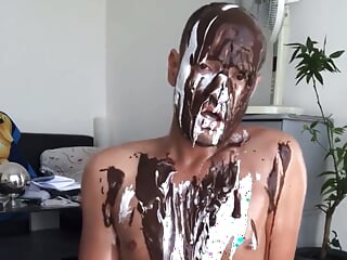 Yogurt chocolate and cum 