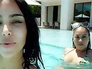 Kim Kardashian & La La Anthony In Bikinis In The Pool