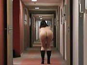 Naked walk in the hotel hallway