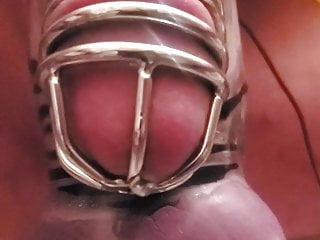 Dripping Precum In Electro Chastity
