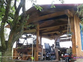  video: Rainy Day Barbeque Party with Short Skirts No Panties and with Small Thongs on Try On Haul Day with Leon Lambert Girls