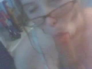 Pretty Nerd gives a POV Blowjob With Cum On Her Face