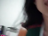 Chinese GF blowing a huge white cock