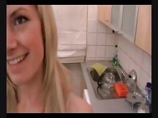 German Slut, Kitchen, Blonde, Huge Tit Blonde