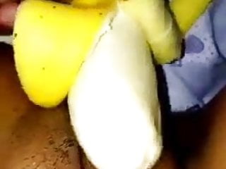 Indian wife is doing banana masterbation