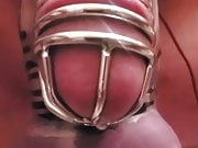 Dripping precum in electro chastity
