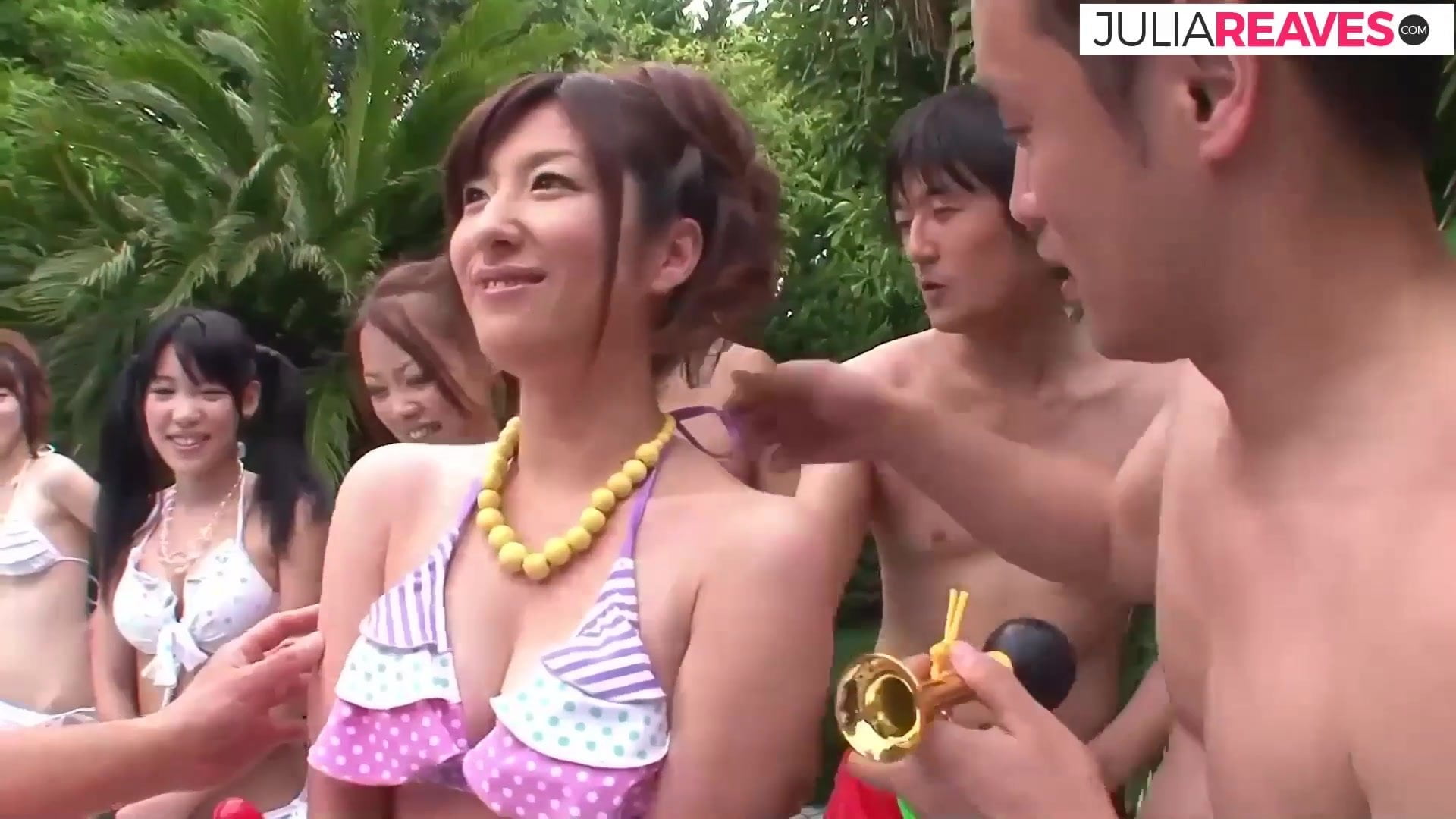 Asian pool party turns into group sex party