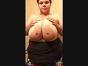 Huge young black BBW shows her boobs