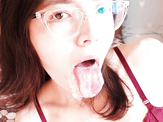 18 Year Old Cock, Blowjob Love, Nerdy Girl with Glasses, Sucking Balls